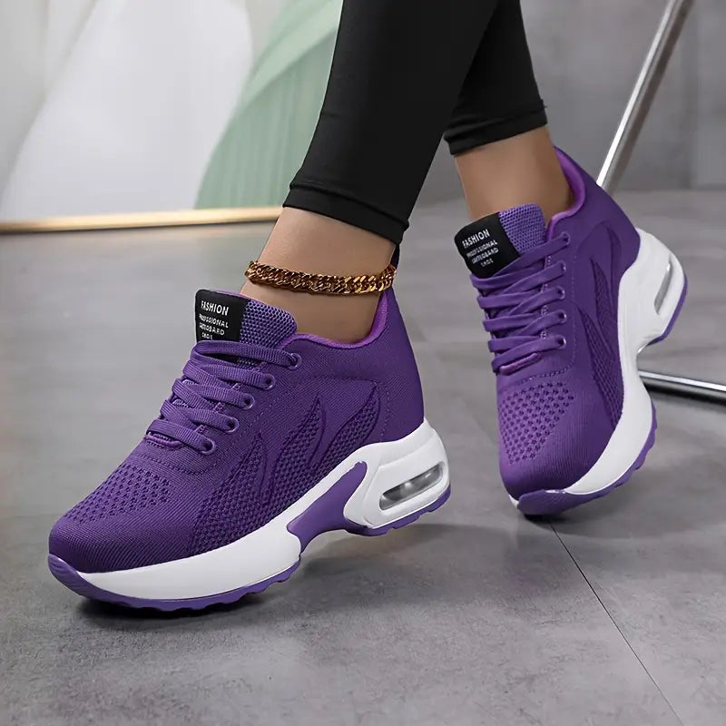 Scarpe da Ginnastica Donna Casual in Tessuto Traspirante con Tacco Basso
