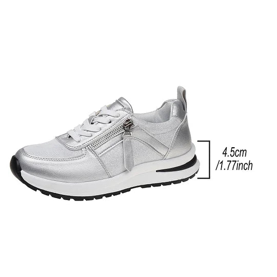 Sneakers Basse Donna in Ecopelle con Zip Laterale