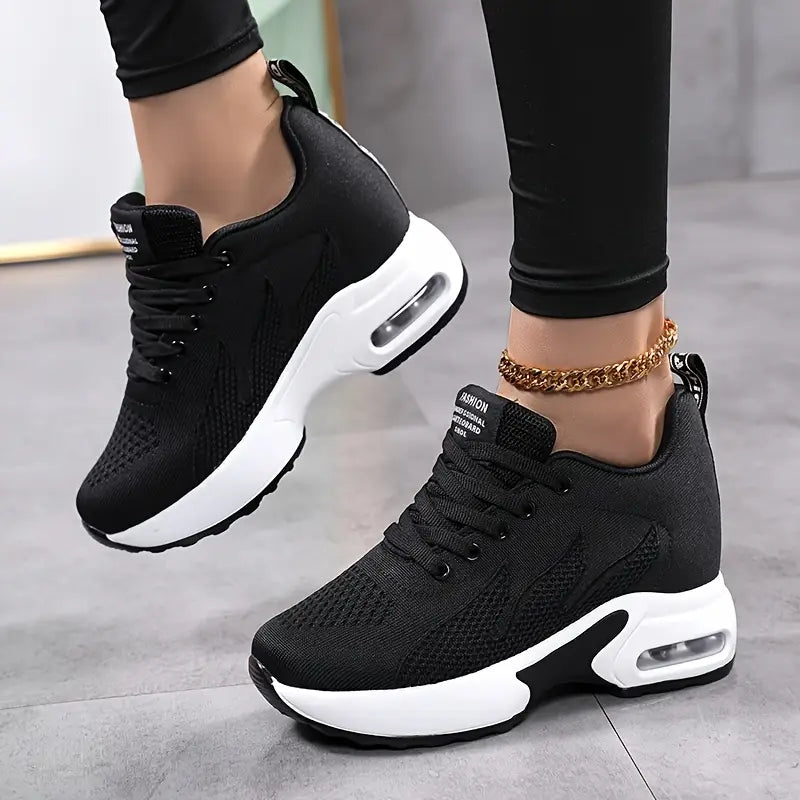 Scarpe da Ginnastica Donna Casual in Tessuto Traspirante con Tacco Basso