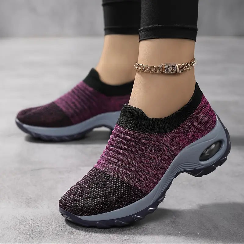 Scarpe da Ginnastica Donna con Piattaforma in Maglia Traspirante e Suola Ammortizzata