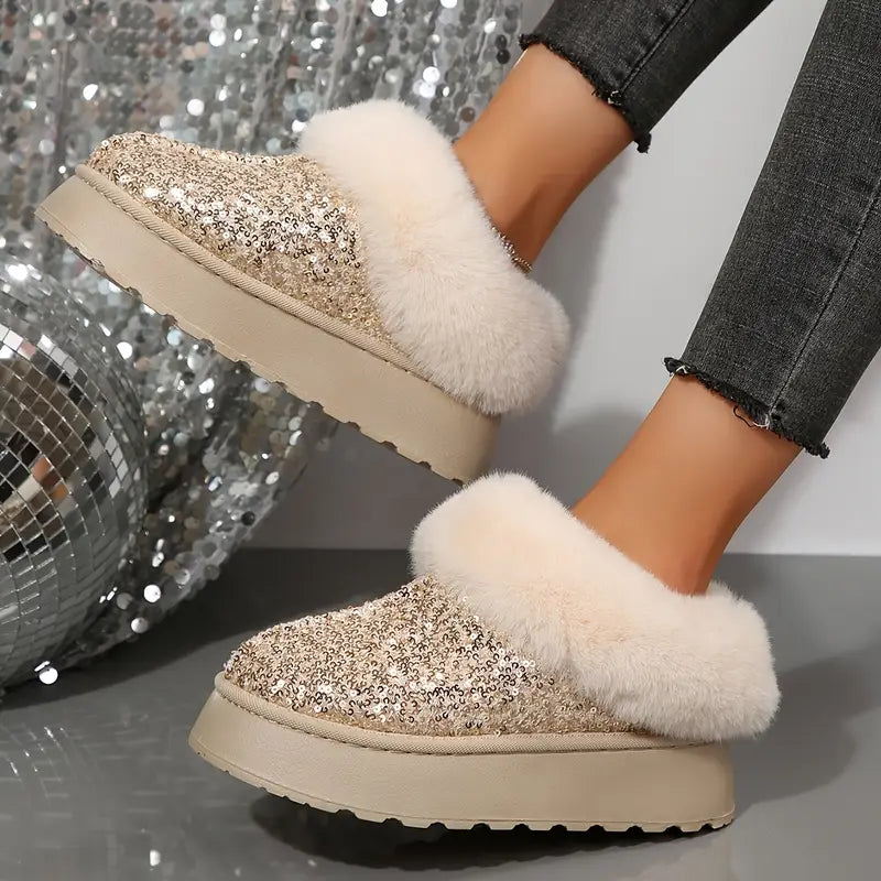 Stivali Neve Donna Imbottiti in Pelliccia Antiscivolo, Impermeabili