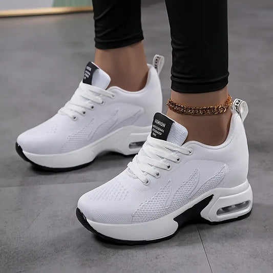 Scarpe da Ginnastica Donna Casual in Tessuto Traspirante con Tacco Basso