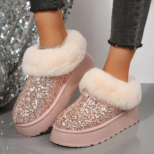 Stivali Neve Donna Imbottiti in Pelliccia Antiscivolo, Impermeabili