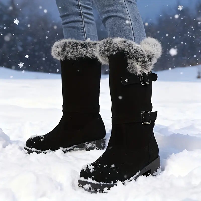 Stivali Invernali Donna Eleganti con Bordo in pelliccia - Tacco Alto & Calore